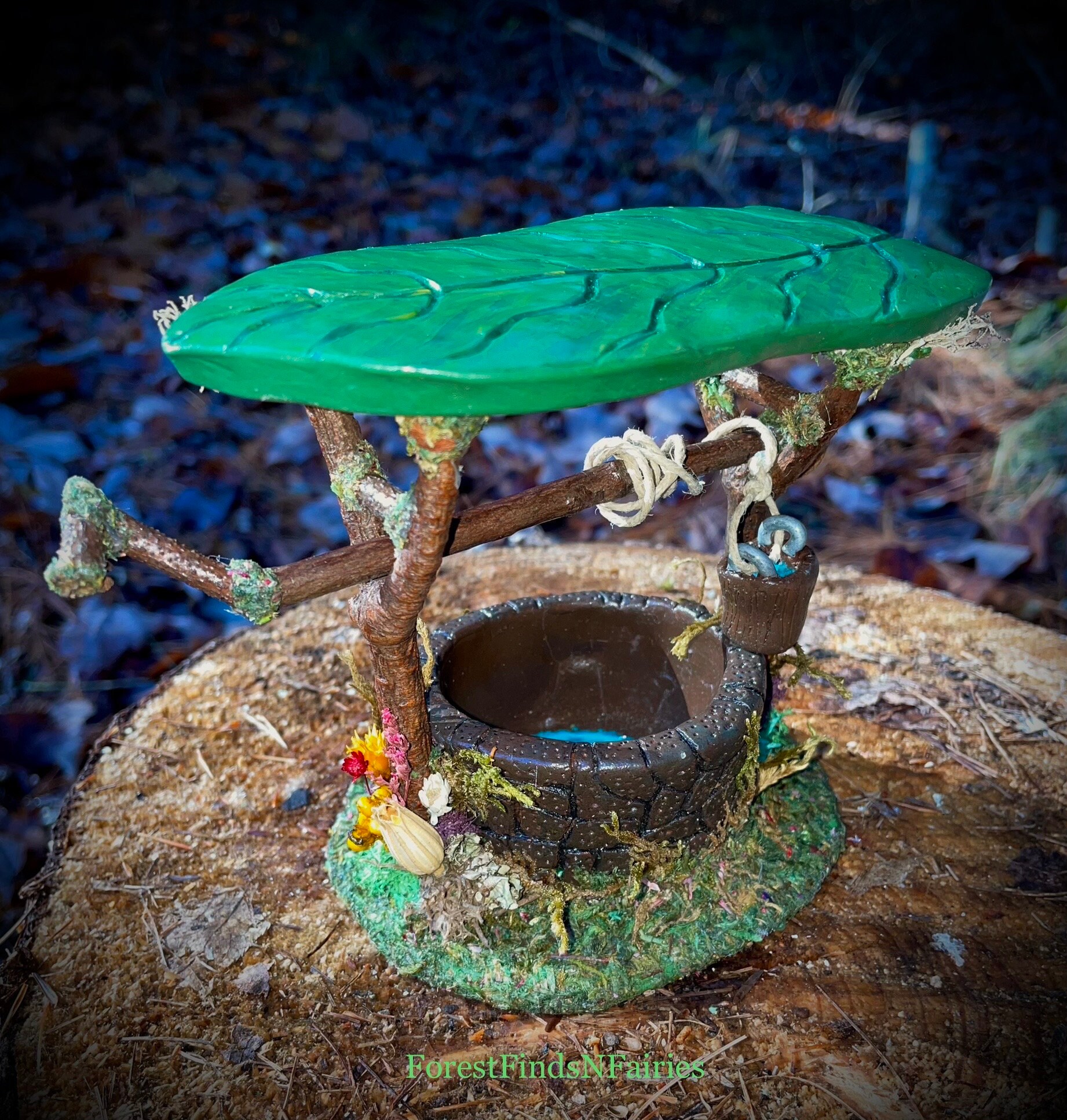 Handmade Polymer Clay Wishing Well, Miniature Fairy Garden Water Well ...