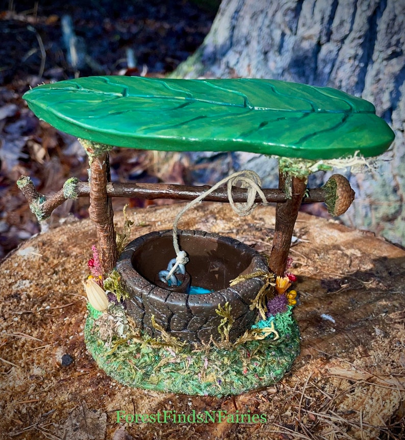 Handmade Polymer Clay Wishing Well, Miniature Fairy Garden Water Well ...