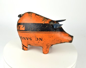 Metal pig made of printed sheet metal - vintage shabby style. Handmade, therefore unique - garden figure, decorative figure, animal figure, rust