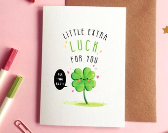 Good Luck Clover Card | All The Best Card, Leaving Card, Exam Card, Goodbye Coworker Card, Farewell Card, Four Leaf Clover Card, Kawaii Card