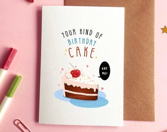 Chocolate Cake Birthday Card | Happy Birthday Card, Chocolate Cake Card, Cherry On Top, Cute Birthday Cake Card For Girlfriend, Boyfriend