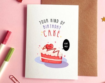 Red Velvet Birthday Cake Card | Food Birthday Card, Birthday Cake Card, Happy Birthday Card, Funny Card, Cute Cake Cards for Her, Bestfriend