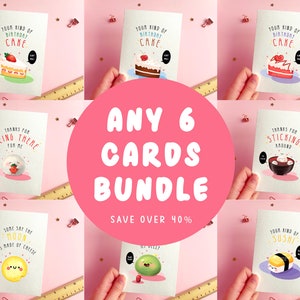 Qualquer pacote de 6 cartas | Misture e combine, conjunto de 6 cartas, pacote de cartas variadas, pacote de várias cartas, pacote de cartas ilustradas, pacote de seis cartas fofas