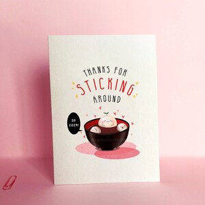 Thank You Card Sweet Mochi card, Kawaii Anniversary Card, Cute Mochi Card, Red Bean Soup Card, Japanese Mochi Card For Her, Card For Him image 4