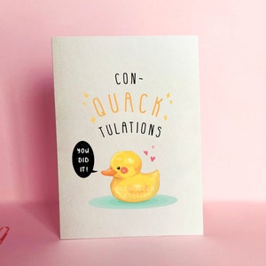 Congratulations Duck Card You Did It Card, Rubber Duck Card, Celebration Exam Card, Cute Yellow Duck Card, Duck Pun Card, Graduation Card image 3