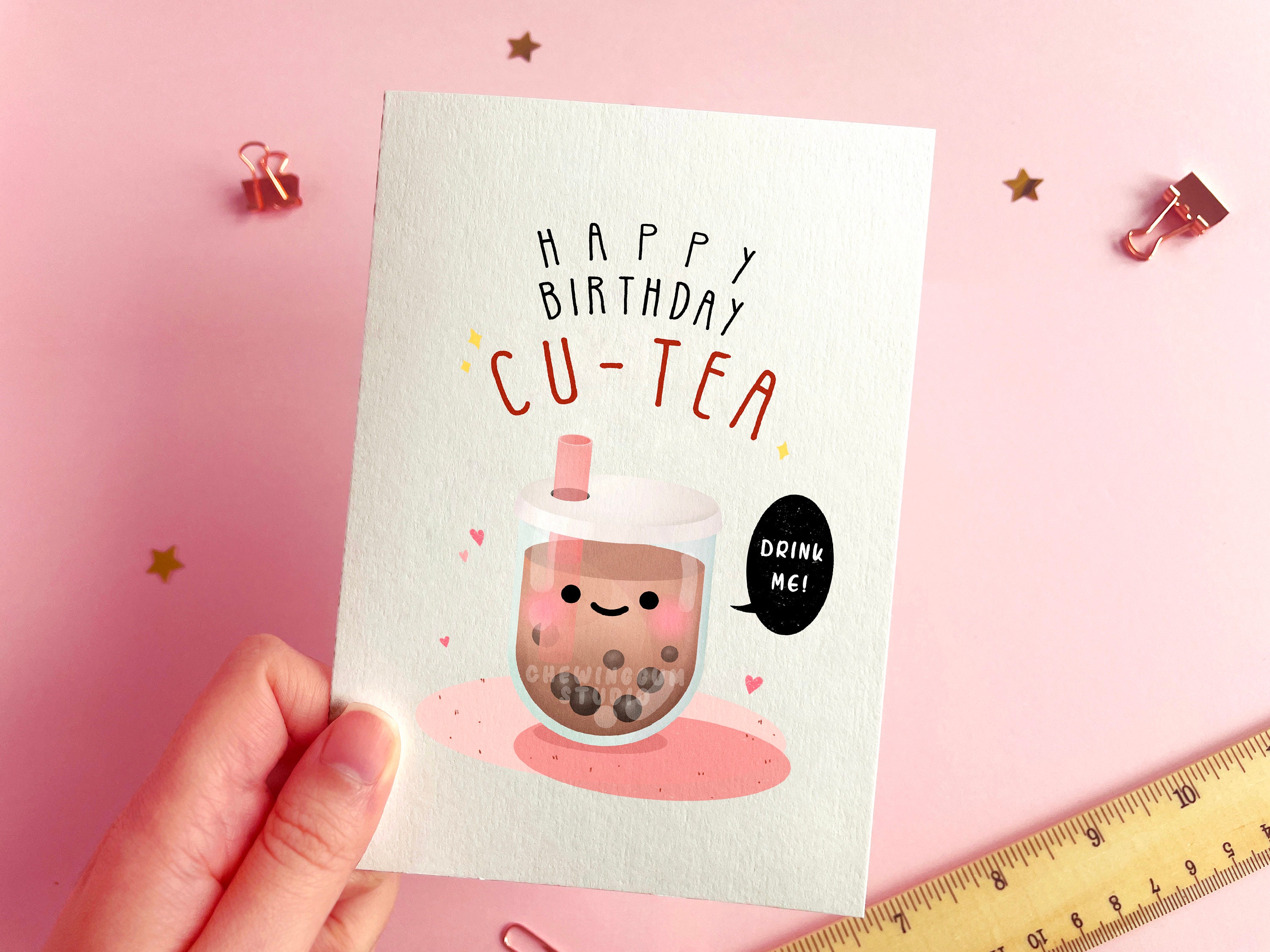 Happy Birthday Cu-tea Card boba milk tea bubble tea drink | Etsy