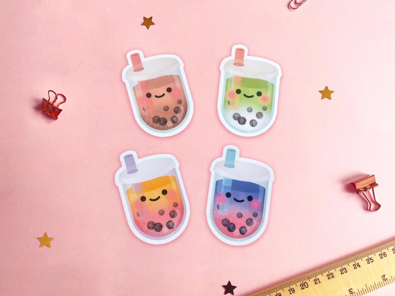 Boba Sticker Pack Bubble Tea Sticker Pack, Milk Tea Sticker Pack, Cute Die Cut Sticker, Sticker Gifts For Boba Lover, Kawaii Tea Sticker 1 Pack