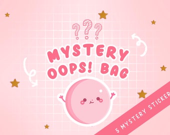 Kawaii Oops Sticker Bag | 5 B-Grade Die Cut Stickers