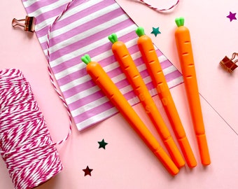 Carrot Pen | Planner Pen, Journal Pen, Novelty Pen, Cute Stationery, School Supplies, Korean Pens, Japanese Pens, Carrot Black Ink Gel Pens