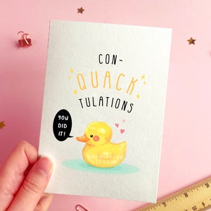 Congratulations Duck Card You Did It Card, Rubber Duck Card, Celebration Exam Card, Cute Yellow Duck Card, Duck Pun Card, Graduation Card image 2