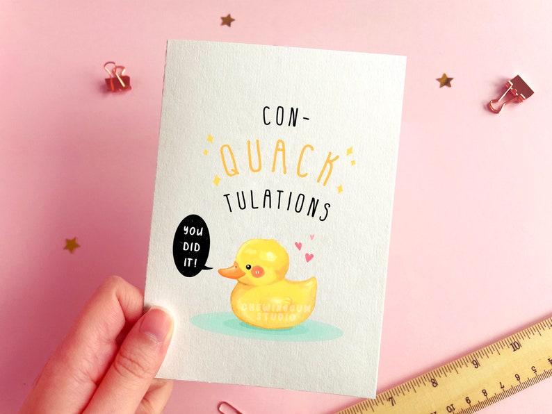 Congratulations Duck Card You Did It Card, Rubber Duck Card, Celebration Exam Card, Cute Yellow Duck Card, Duck Pun Card, Graduation Card image 2