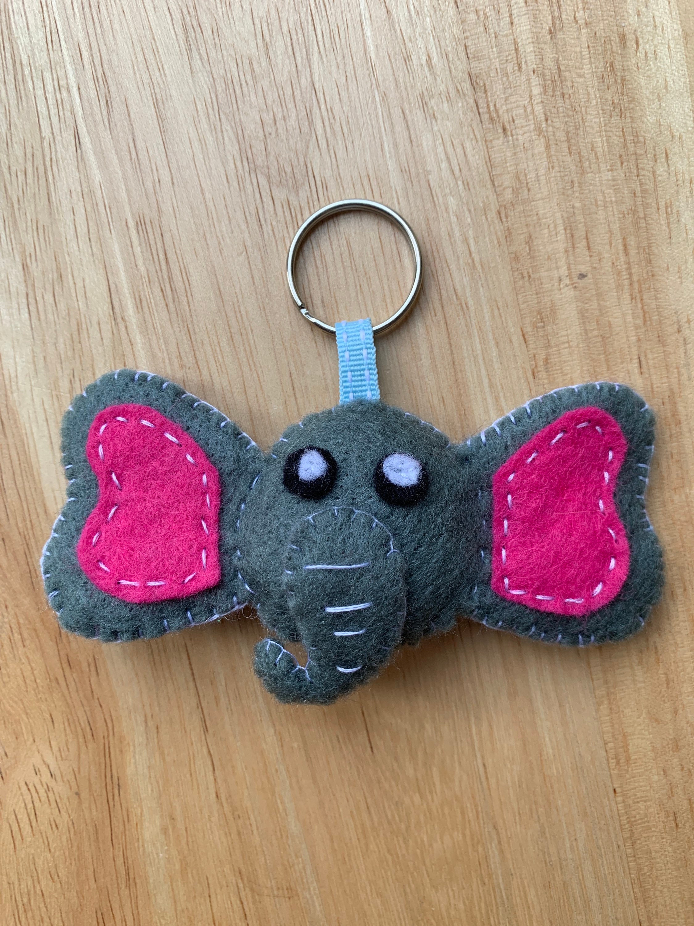 Felt elephant keyring Etsy