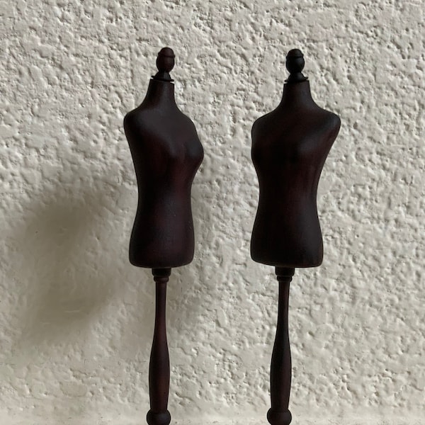 1:12 scale dressmaker's mannequin, vintage style, mahogany finish (listing for one mannequin only)