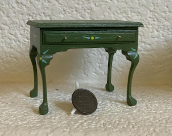1:12 scale Hand Painted Writing Desk, Folk Art style in Green