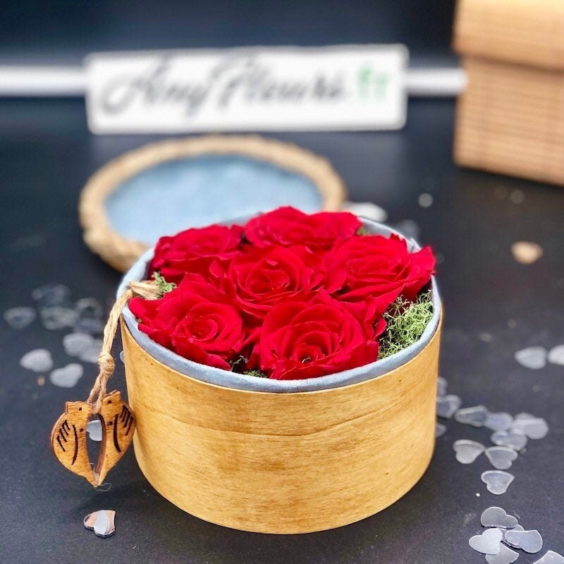 Boite 6 Roses Rouges Eternelles