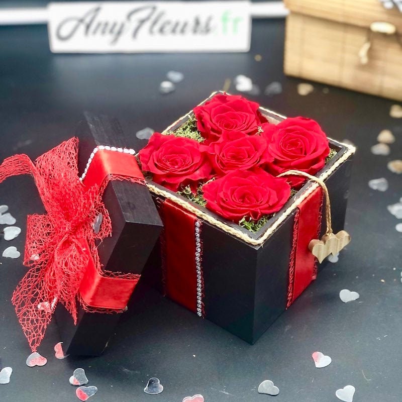 Coffret 5 Roses Rouges Éternelles