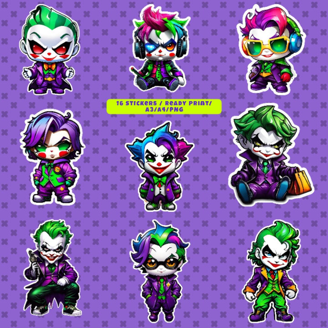 16 Joker Stickers / Stickers / Joker / Ready Print / PNG / A3 Etsy