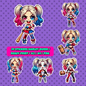 20 Harley Quinn Stickers / Stickers / Harley Quinn / Ready Print / PNG / A3 / A4 / HD
