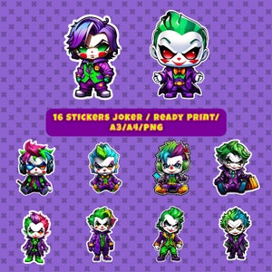 16 adesivi Joker / adesivi / Joker / stampa pronta / PNG / A3 / A4 / HD