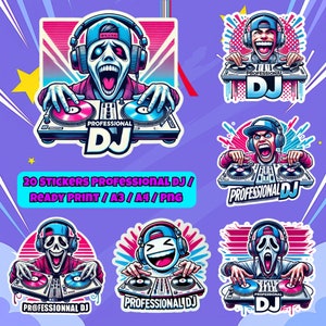 20 Aufkleber Professioneller DJ / Aufkleber / Professioneller DJ / Druckfertig / PNG / A3 / A4 / HD