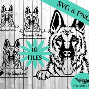 Duitse herder SVG-bundel, hond svg, hond moeder svg, hond vader svg, gluren hond svg, digitale download, svg-bestanden voor de cricut