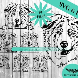 Australian Shepherd SVG & PNG-bundel, digitale download svg-bestand voor cricut, hond svg