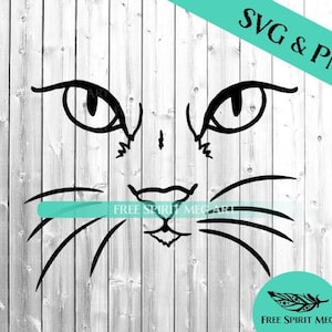 Cat Face SVG & PNG, Cat svg, Cat Head svg, Digital Download svg-bestand voor cricut, Cat Mom svg, Cat Dad svg, Whiskers svg, Cat Eyes svg