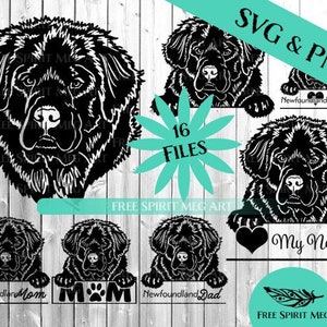 Newfoundland-hond SVG-bundel, plus png-bestand, digitale download, hond moeder svg