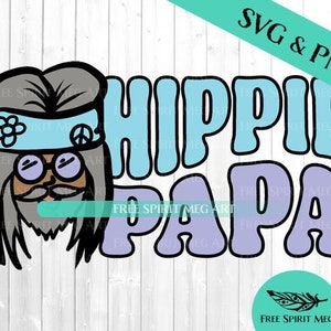 Hippie SVG & PNG, svg fête des pères, svg Papa, svg Groovy, svg en couches, conception de sublimation, fichier svg en téléchargement numérique pour cricut, svg grand-père
