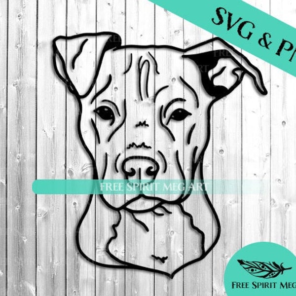 Pit Bull Puppy SVG & PNG, Instant Download Cut File, American Pit Bull Terrier Portrait