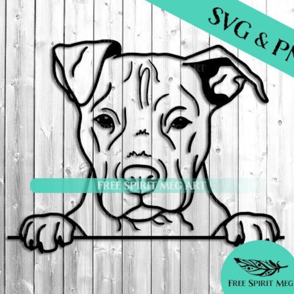 Pitbull SVG y PNG: Archivo de corte de perro asomando (Descarga digital)