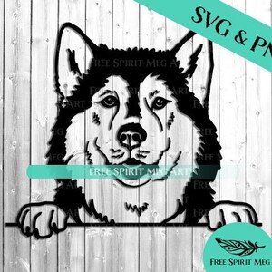 Husky SVG & PNG, hond svg, Siberische Husky svg, digitale download svg-bestand voor cricut, Alaskan Malamute svg, gluren hond svg
