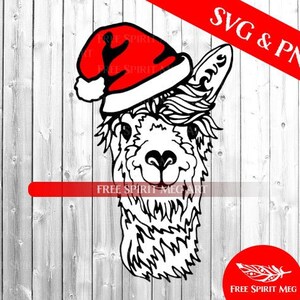 Noël Lama SVG & PNG, Layered SVG, Christmas svg, Digital Download, Lama in Santa Hat