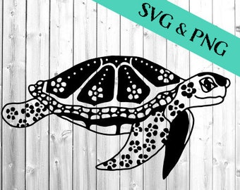 Sea Turtle SVG, Digital Download, plus PNG file, Floral Turtle svg, hippie svg