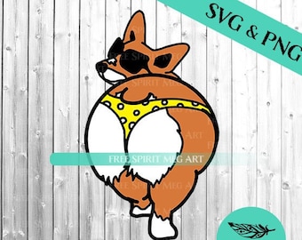 Corgi Butt SVG & PNG, Dog svg, Summer svg, Layered svg, Digital Download svg file for cricut, Corgi svg, Funny svg, Sublimation design