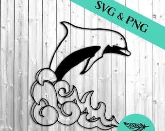 Dolphin SVG & PNG, Beach svg, Summer svg, Digital Download svg file for cricut, Waves svg