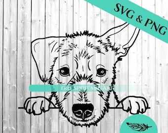 Terrier SVG, Digital Download, plus PNG file, Terrier Puppy, Peeking Dog