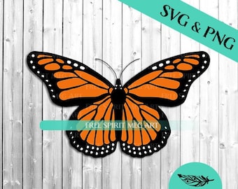 Butterfly SVG & PNG, Monarch svg, Layered SVG, Digital Download svg files for cricut, Sublimation design