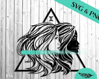 Gemini SVG & PNG, 2 files, Digital Download, Zodiac Sign, The Twins