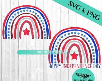 4th of July SVG & PNG, Boho Rainbow svg, Independence Day svg. Digital Download svg file for cricut, Sublimation Design, Hippie svg