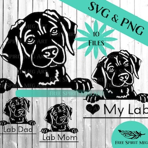 Black Lab SVG-bundel, zwarte labrador retriever svg, hond svg, puppy svg, digitale download, svg-bestand voor cricut, hond moeder svg, hond vader svg