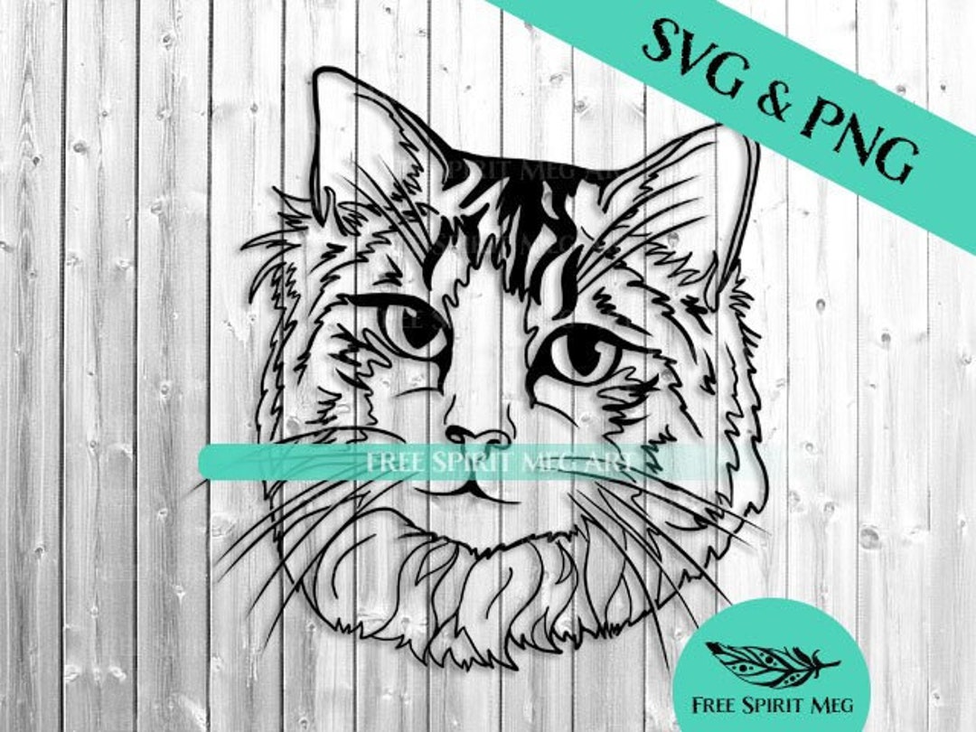 Long Haired Cat SVG & PNG, Digital Download Svg File for Cricut, Cat