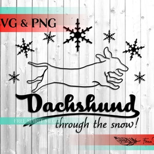 Teckel SVG & PNG, Kerstmis SVG, teckel door de sneeuw SVG, Kerstmis teckel SVG, Doxie SVG, digitale download SVG-bestand voor cricut