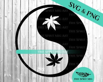 Pot Leaf Yin Yang SVG & PNG: Hippie Stoner Cut File (Digital Download)