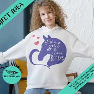 Paard SVG & PNG, paardensport svg, Just a girl who loves horses, hart svg, digitale download, svg-bestanden voor cricut, cowgirl svg