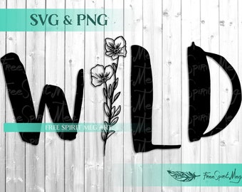 Wild Flower SVG & PNG, Primrose svg, Wild One svg, Wild svg, Digital Download svg file for cricut, Botanical svg, Boho svg, Spring svg