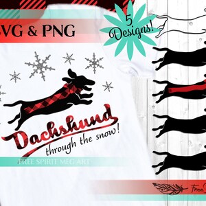 Teckel door de sneeuw SVG & PNG, Kerstmis teckel SVG, SVG bundel, Doxie SVG, digitale download SVG-bestand voor cricut, hond moeder SVG