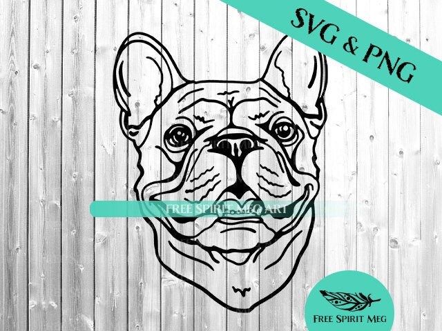 frenchbulldogぺージ French Bulldog SVG & PNG, Frenchie Head Portrait, Digital