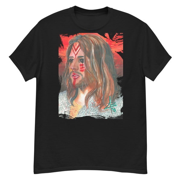 Illustration de t-shirt graphique unique portrait « Rob Viking » manches courtes unisexes. Illustration unique par BeautyJulik