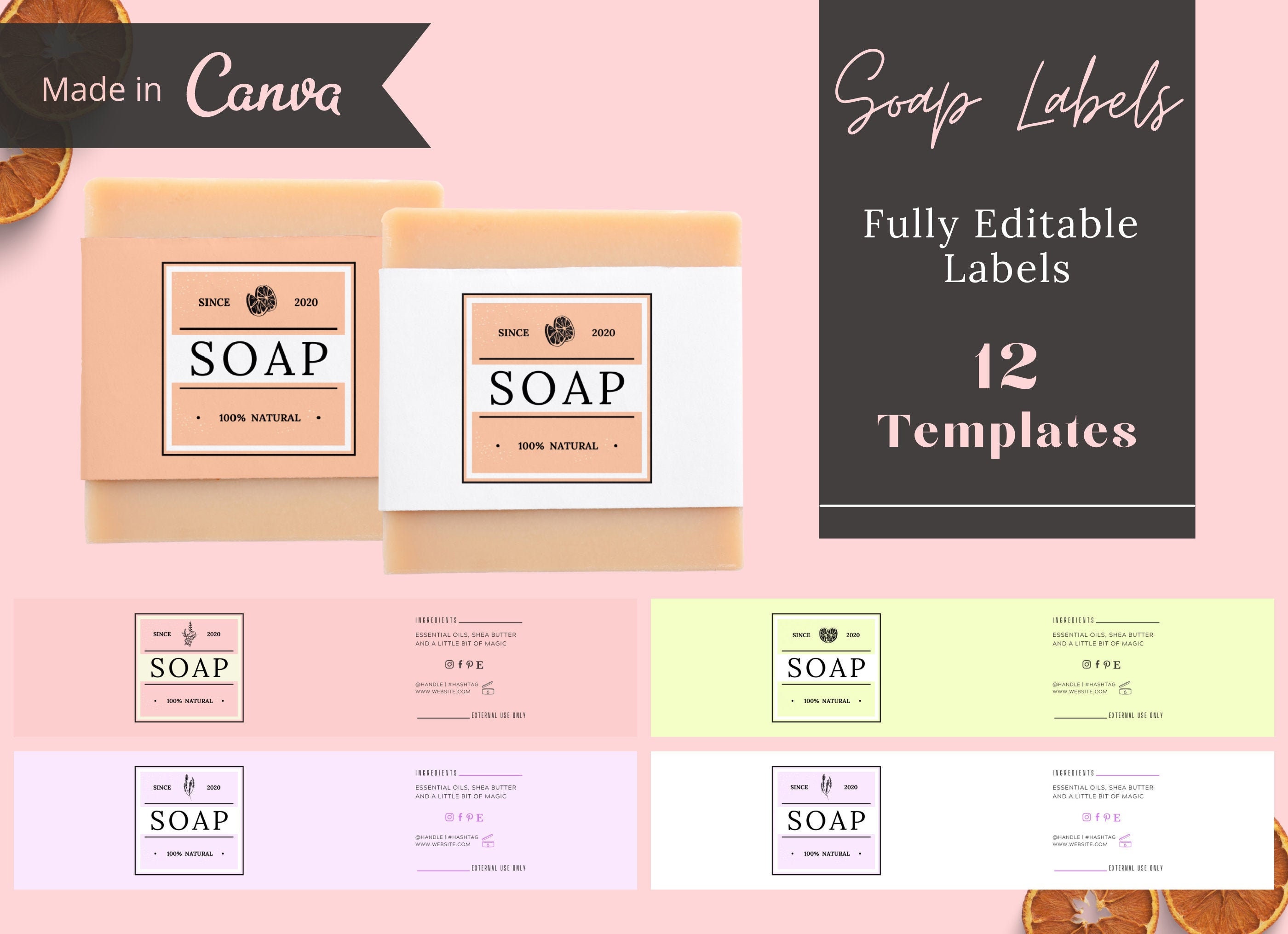 Soap Label Template Printable Hand Soap Labels Soap Label Etsy UK